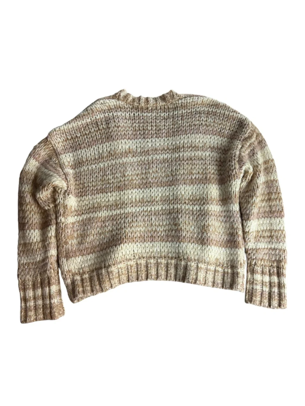 American Eagle Beige Chunky Knit Wool Blend Cardigan Sweater Medium Grandmacore